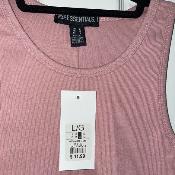 Light Pink Basic High Neck Ribbed Tank Top - Picture 2 of 3